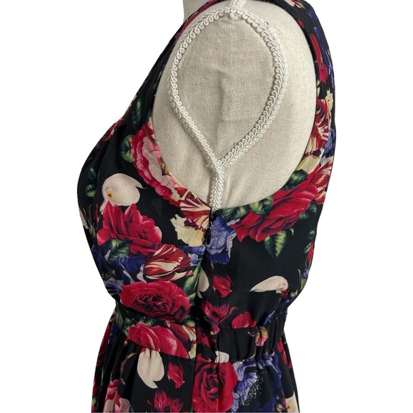 Modcloth Womens Flaunts And Needs Rose Floral Print Chiffon Sleeveless Dress S - Picture 5 of 14
